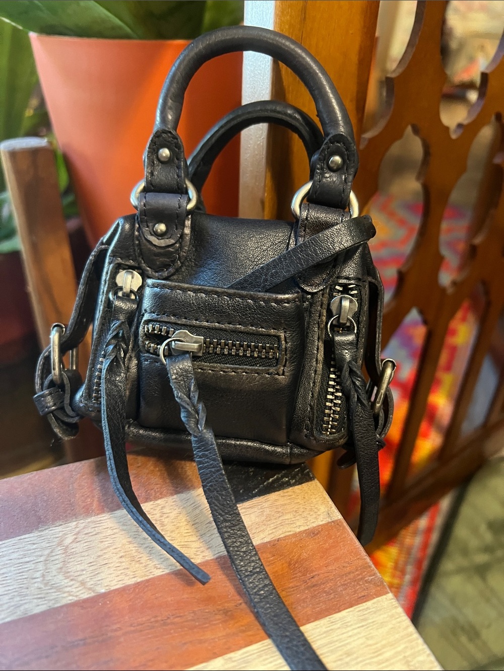 We the Free People Emerson micro mini tote coin purse bag black